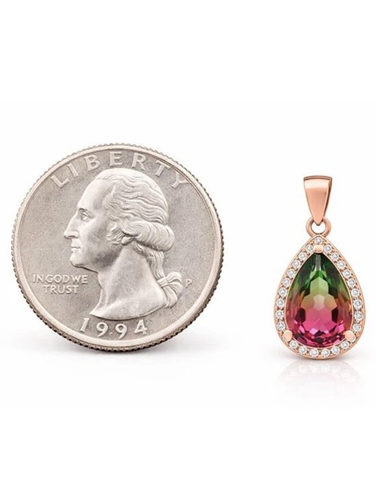 OG Ancient Alchemy Pendant for Sale with Rubellite  Created 3.70 CT Tourmaline & W/Sapphire Necklace 14k Rose Gold Plated (.925)